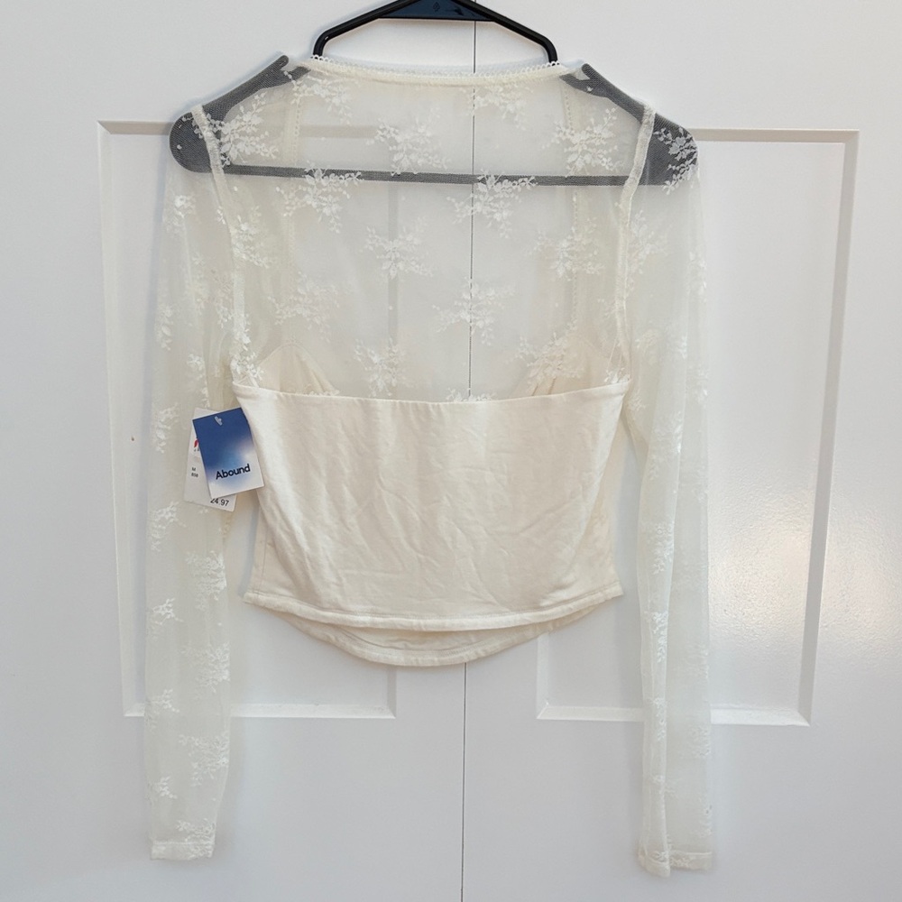 Abound Cream Sheer Lace Top